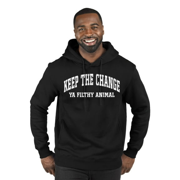 Wild Bobby Vintage Movie Quote Keep The Change Filthy Animal Premium Graphic Hoodie Sweatshirt, Black, XX-Large