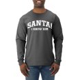 thumbnail image 1 of Wild Bobby Vintage Movie Quote Santa! I Know Him Men Long Sleeve Shirt, Heather Black, XX-Large, 1 of 6