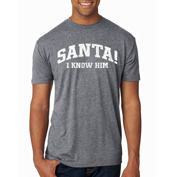 Wild Bobby Vintage Movie Quote Santa! I Know Him Men Premium Tri Blend T-Shirt, Premium Heather, Large