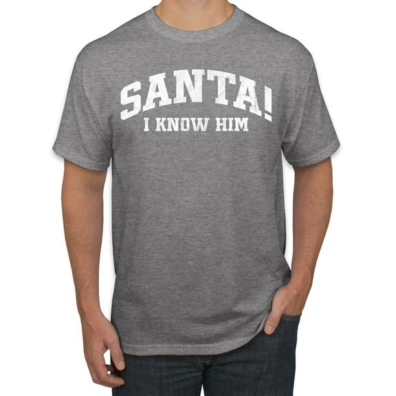 Wild Bobby Vintage Movie Quote Santa! I Know Him Men T-Shirt, Heather Grey, 3X-Large