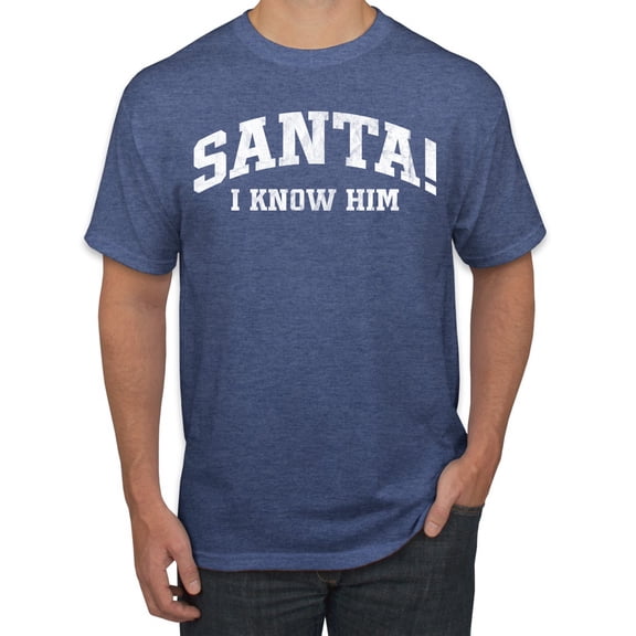 Wild Bobby Vintage Movie Quote Santa! I Know Him Men T-Shirt, Vintage Heather Blue, 3X-Large