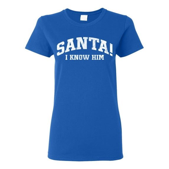 Wild Bobby Vintage Movie Quote Santa! I Know Him Women Graphic T-Shirt, Royal, XX-Large