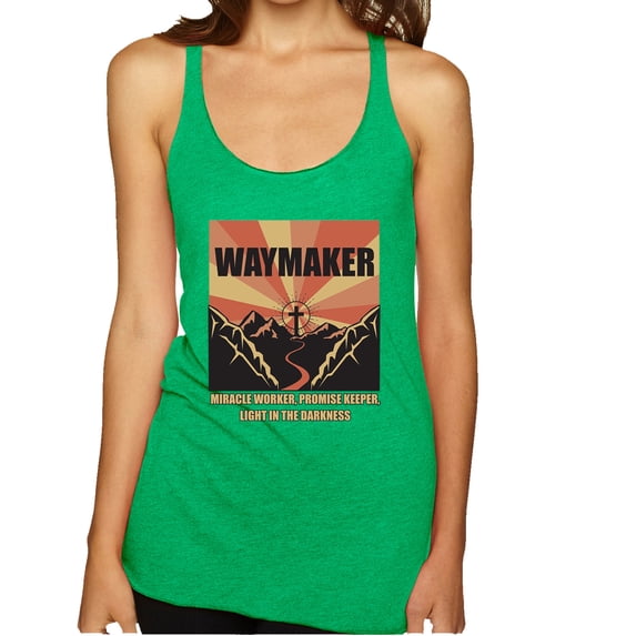 Wild Bobby, WAYMAKER Miracle Worker Promise Keeper Inspirational/Christian Tri-Blend Racerback Tank Top, Envy, Small