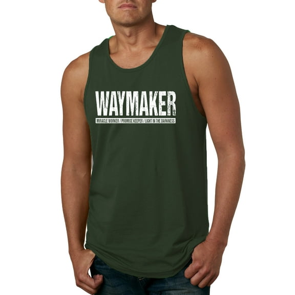 Wild Bobby Waymaker Inspirational/Christian Men Graphic Tank Top, Forest Green, Small