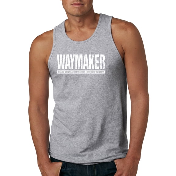 Wild Bobby Waymaker Inspirational/Christian Men Graphic Tank Top, Heather Grey, Small