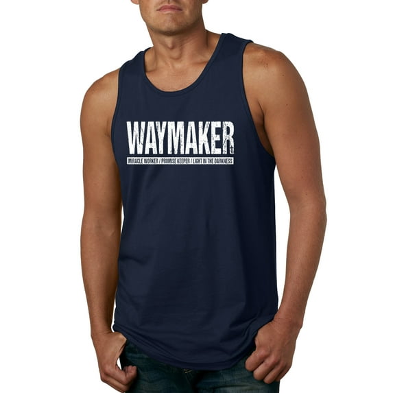 Wild Bobby Waymaker Inspirational/Christian Men Graphic Tank Top, Navy, 3X-Large