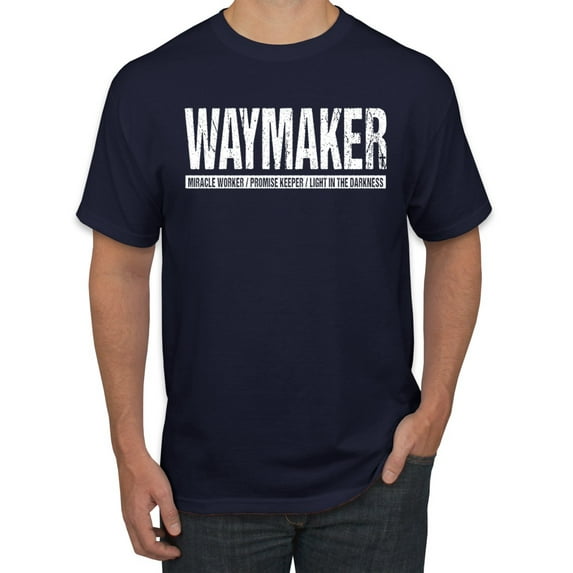 Wild Bobby Waymaker Inspirational/Christian Men Graphic Tee, Navy, Medium