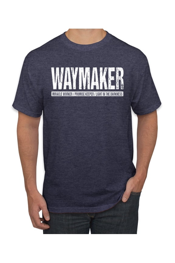 Waymaker Inspirational/Christian Men Graphic Tee, Vintage Heather Navy, XX-Large