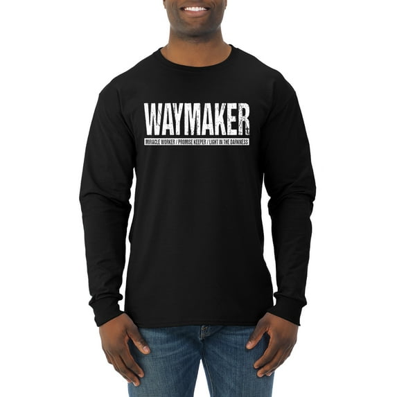 Wild Bobby Waymaker Inspirational/Christian Men Long Sleeve Shirt, Black, Small