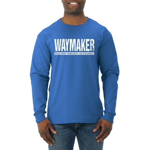 Wild Bobby Waymaker Inspirational/Christian Men Long Sleeve Shirt, Royal, 3X-Large