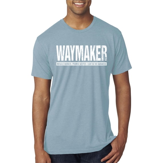 Wild Bobby Waymaker Inspirational/Christian Men Premium Tri Blend Tee, Denim, Large