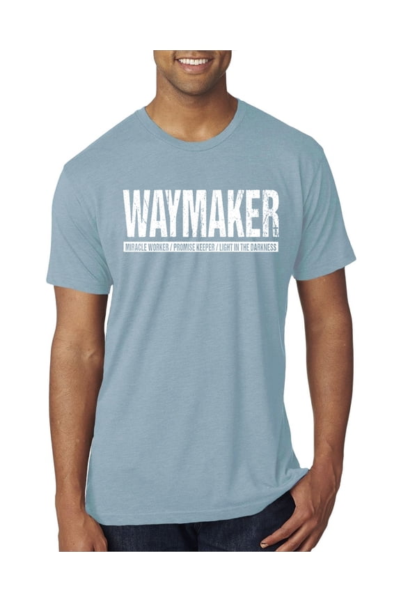 Waymaker Inspirational/Christian Men Premium Tri Blend Tee, Denim, Large