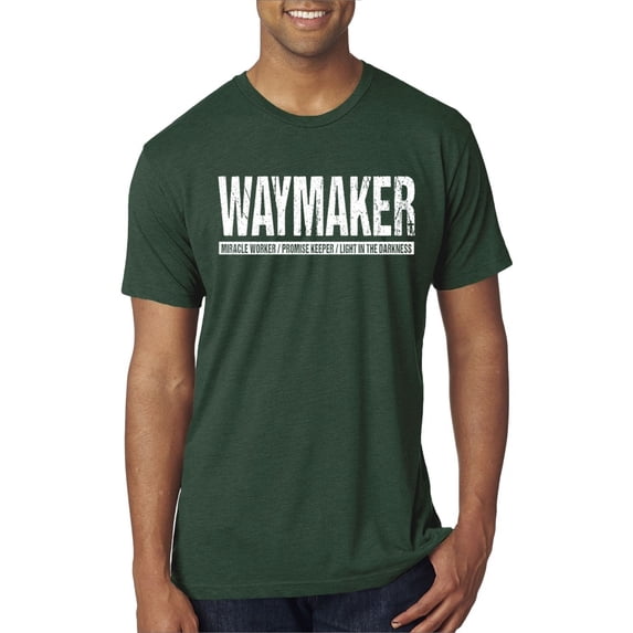 Wild Bobby Waymaker Inspirational/Christian Men Premium Tri Blend Tee, Forest Green, Small