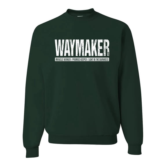 Wild Bobby Waymaker Inspirational/Christian Unisex Crewneck Graphic Sweatshirt, Forest Green, X-Large