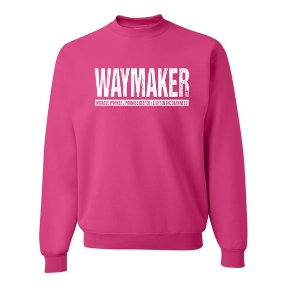 Wild Bobby Waymaker Inspirational/Christian Unisex Crewneck Graphic Sweatshirt, Fuschia, X-Large