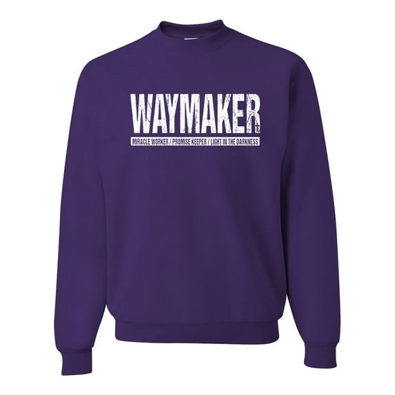 Wild Bobby Waymaker Inspirational/Christian Unisex Crewneck Graphic Sweatshirt, Purple, Small