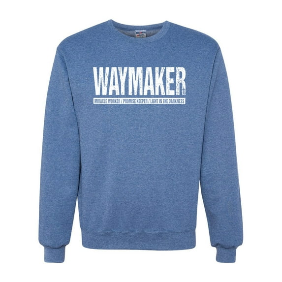 Wild Bobby Waymaker Inspirational/Christian Unisex Crewneck Graphic Sweatshirt, Vintage Heather Blue, Large