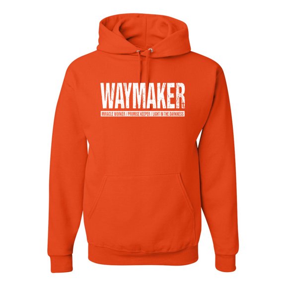 Wild Bobby Waymaker Inspirational/Christian Unisex Graphic Hoodie Sweatshirt, Orange, XX-Large
