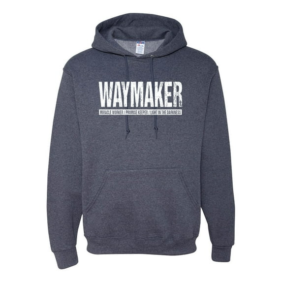 Wild Bobby Waymaker Inspirational/Christian Unisex Graphic Hoodie Sweatshirt, Vintage Heather Navy, 3X-Large