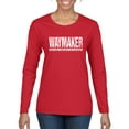 thumbnail image 1 of Wild Bobby Waymaker Inspirational/Christian Women Graphic Long Sleeve Tee, Red, Medium, 1 of 5