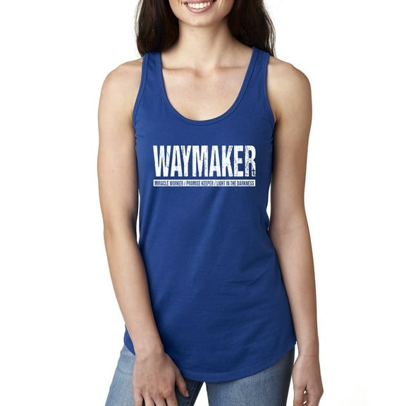 Wild Bobby Waymaker Inspirational/Christian Women Racerback Tank Top, Royal, Medium