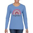 thumbnail image 1 of Wild Bobby, Waymaker Rainbow Inspirational/Christian Womens Graphic Long Sleeve T-Shirt, Light Blue, Medium, 1 of 5