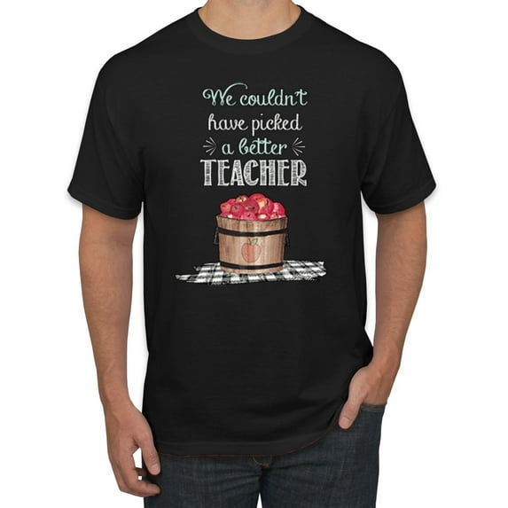 Wild Bobby, We Couldn't Have Picked a Better Teacher Apple Basket Pop Culture Men's Graphic T-Shirt, Black, 3XL