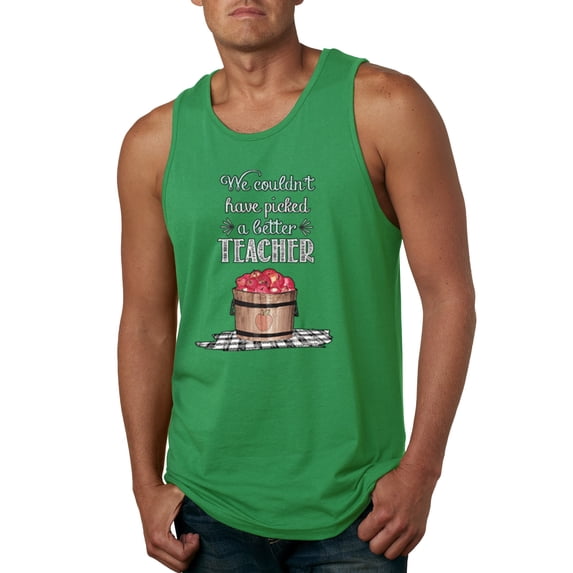 Wild Bobby, We Couldn’t Have Picked a Better Teacher Apple Basket Pop Culture Mens Graphic Tank Top, Kelly, Medium