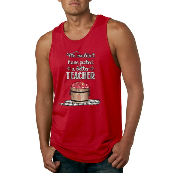 Wild Bobby, We Couldn’t Have Picked a Better Teacher Apple Basket Pop Culture Mens Graphic Tank Top, Red, Large