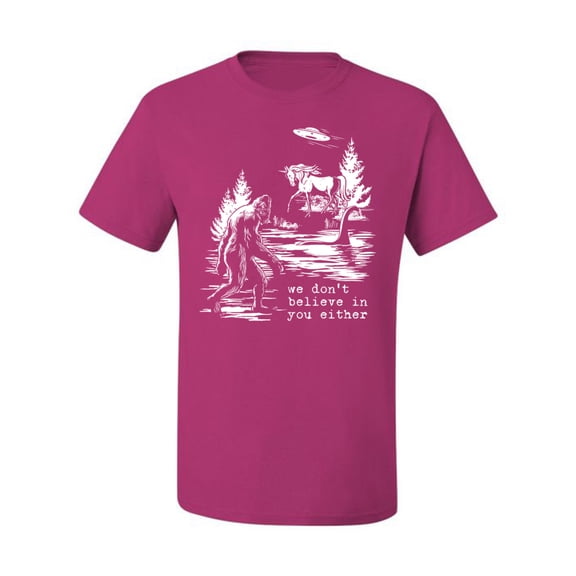 Wild Bobby We Don't Believe Either Bigfoot Unicorns Men Tee