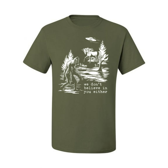 Wild Bobby We Don't Believe Either Bigfoot Unicorns Men Tee