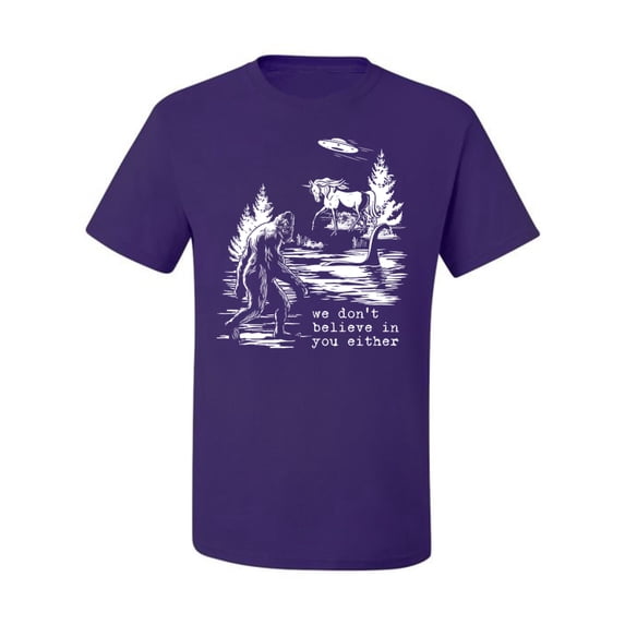Wild Bobby We Don't Believe Either Bigfoot Unicorns Men Tee
