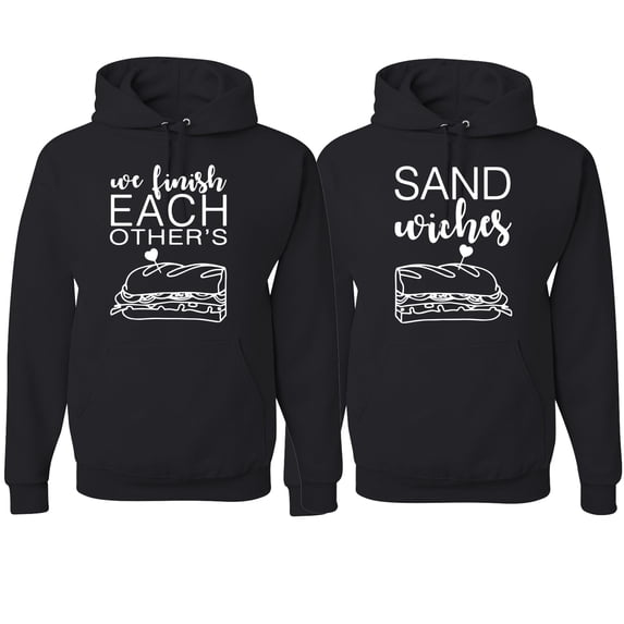 Wild Bobby, We Finish Each Others Sandwiches His and Hers Matching Couples Hoodies, Black, Mens S-Womens 3XL