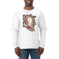 thumbnail image 1 of Wild Bobby Western Ma Steer Pink And Grey Distressed Pop Culture Men Long Sleeve Shirt, White, Medium, 1 of 6