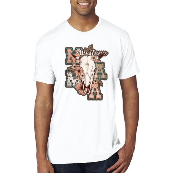 Wild Bobby Western Ma Steer Pink And Grey Distressed Pop Culture Men Premium Tri Blend Tee, True White, X-Large