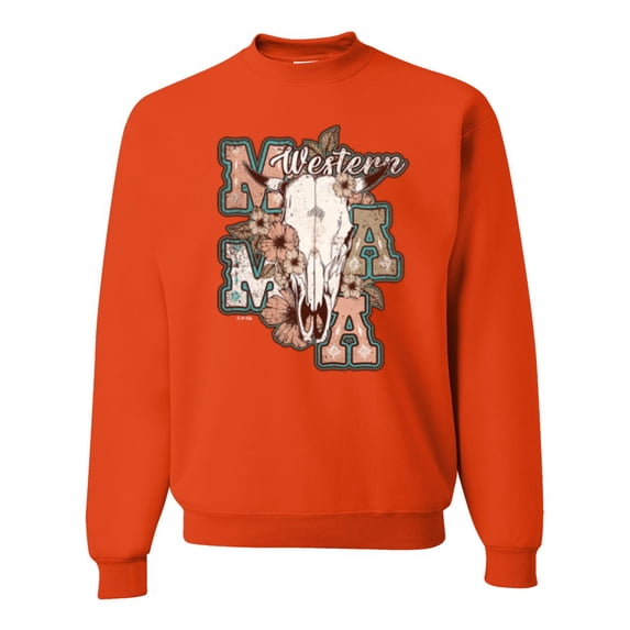 Wild Bobby Western Ma Steer Pink And Grey Distressed Pop Culture Unisex Crewneck Sweatshirt, Orange, XX-Large