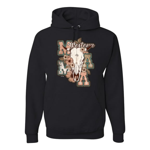 Wild Bobby Western Ma Steer Pink And Grey Distressed Pop Culture Unisex Hoodie Sweatshirt, Black, Small