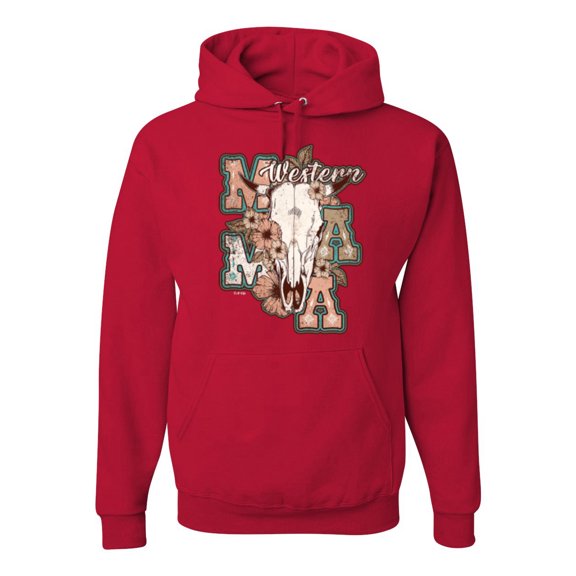 Wild Bobby Western Ma Steer Pink And Grey Distressed Pop Culture Unisex Hoodie Sweatshirt, Red, X-Large