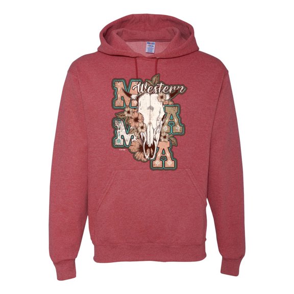 Wild Bobby Western Ma Steer Pink And Grey Distressed Pop Culture Unisex Hoodie Sweatshirt, Vintage Heather Red, X-Large