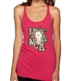 thumbnail image 1 of Wild Bobby Western Ma Steer Pink And Grey Distressed Pop Culture Women Tri-Blend Racerback Tank Top, Shocking Pink, Large, 1 of 6