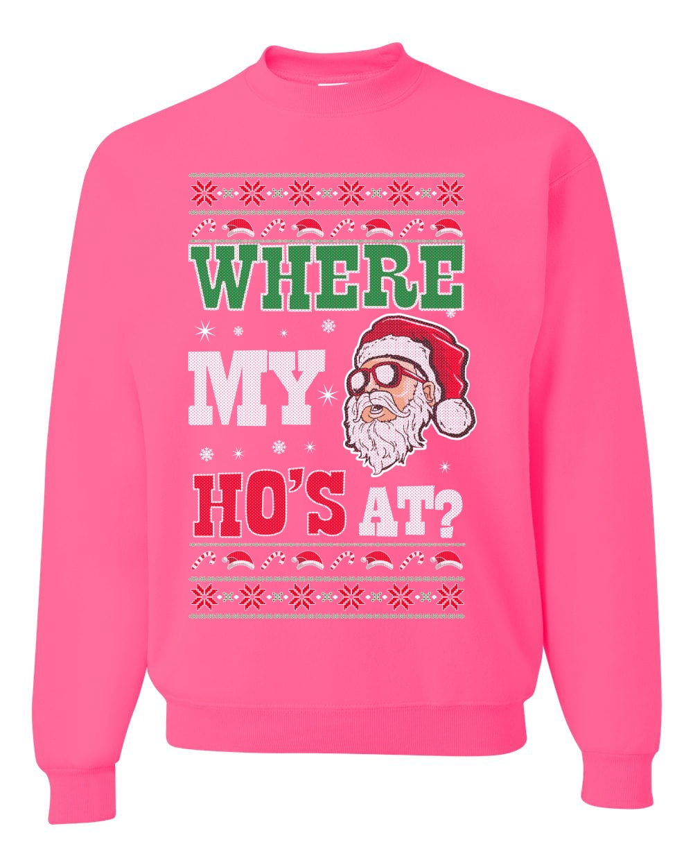 Wild Bobby Where my Hos At Santa Ugly Christmas Sweater Unisex