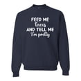 thumbnail image 1 of Wild Bobby, White Feed Me Tacos And Tell Me I'm Pretty Cinco de Drinco Cinco De Mayo Unisex Crewneck Sweatshirt, Navy, X-Large, 1 of 5