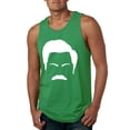 thumbnail image 1 of Wild Bobby, White Parks and Rec Fans Ron Swanson Mustache Face Silhouette, Pop Culture, Men Graphic Tank Top, Kelly, 3X-Large, 1 of 4