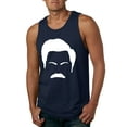 thumbnail image 1 of Wild Bobby, White Parks and Rec Fans Ron Swanson Mustache Face Silhouette, Pop Culture, Men Graphic Tank Top, Navy, Large, 1 of 4