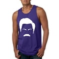 thumbnail image 1 of Wild Bobby, White Parks and Rec Fans Ron Swanson Mustache Face Silhouette, Pop Culture, Men Graphic Tank Top, Purple, Medium, 1 of 4