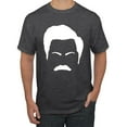 thumbnail image 1 of Wild Bobby, White Parks and Rec Fans Ron Swanson Mustache Face Silhouette, Pop Culture, Men Graphic Tee, Heather Black, Small, 1 of 4