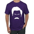 thumbnail image 1 of Wild Bobby, White Parks and Rec Fans Ron Swanson Mustache Face Silhouette, Pop Culture, Men Graphic Tee, Purple, XX-Large, 1 of 4