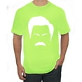 thumbnail image 1 of Wild Bobby, White Parks and Rec Fans Ron Swanson Mustache Face Silhouette, Pop Culture, Men Graphic Tee, Safety Green, 3X-Large, 1 of 4