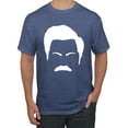 thumbnail image 1 of Wild Bobby, White Parks and Rec Fans Ron Swanson Mustache Face Silhouette, Pop Culture, Men Graphic Tee, Vintage Heather Blue, X-Large, 1 of 4