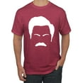 thumbnail image 1 of Wild Bobby, White Parks and Rec Fans Ron Swanson Mustache Face Silhouette, Pop Culture, Men Graphic Tee, Vintage Heather Red, Medium, 1 of 4